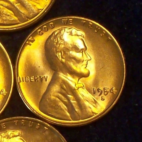 (1) - GEM BU 1954-S WHEAT CENTS - CLOGGED "5" DIE CHIP - SUPER NICE ERROR COINS!