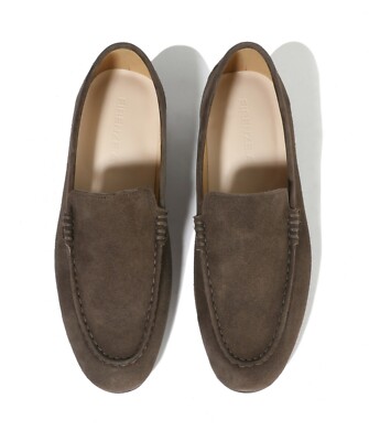Firenze Atelier Men's Handmade Brown Suede Leather Apron Toe Slip On Loafers 