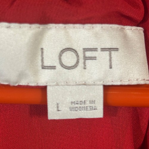 Loft Women's Top Size XL Red Smocked Cuff Stretch Flowy Long Sleeve EUC - Picture 6 of 9
