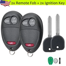 2 For 04 05 06 07 08 09 10 11 12 Chevy Colorado Remote Fob + Ignition Chip Key