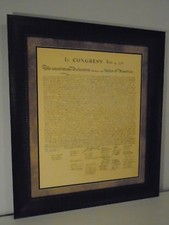 LARGE U.S.DECLARATION OF INDEPENDENCE PRINTED PARCHMENT PAPER FRAMED 31" X 36.5"