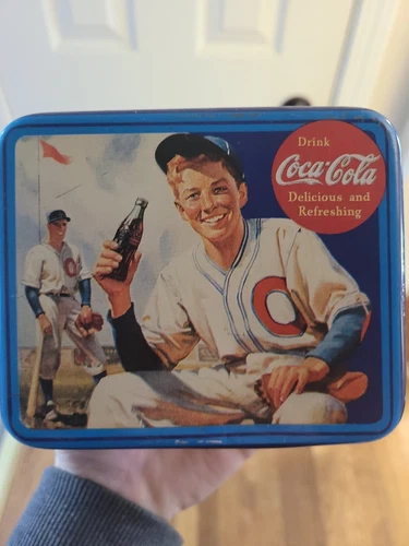 Coca Cola Collectible Baseball Tin Canister 1993  Tin Box Co of America Vintage