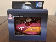 Virginia Tech Hokies ornament Santa rocket ship blown glass