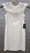 New Adrianna Papell Stretch Knit Crepe Sheath Sleeveless Dress White Size 8