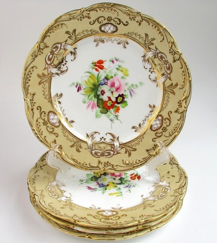 Coalport bone china Rococo Revival 4 cabinet plates mid 19th century | eBay