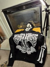 Disfraz de Halloween Charades Adulto Mujer Esqueleto Sudadera con Capucha con Calavera Máscara Facial XL
