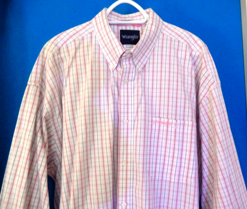 Wrangler 100 % atmungsaktive Baumwolle Button Down Hemd-XXL, rosa & grau multi kariert - Bild 5 von 16
