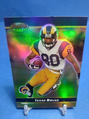 2000 Bowman's Best Isaac Bruce REFRACTOR Parallel Rams Football Card #87