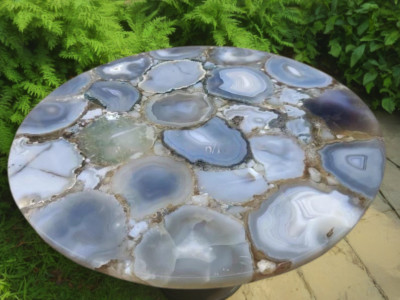 Grey Agate Table Top, Agate Custom Table, Stone Dining Table, Natural Agate Slab