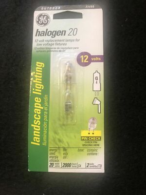 2- GE 20W Halogen Lamp 71495 Landscape Light Bulbs 12V 20W 20 Watt Bulb Outdoor