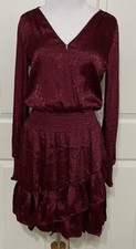 NWT Michael Kors XS Dark Ruby maroon Julia animal Print fit & flare Dress $165