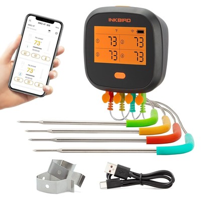 Bluetooth BBQ Thermometer - LCD Display with 4 Colorful Probes & App Control