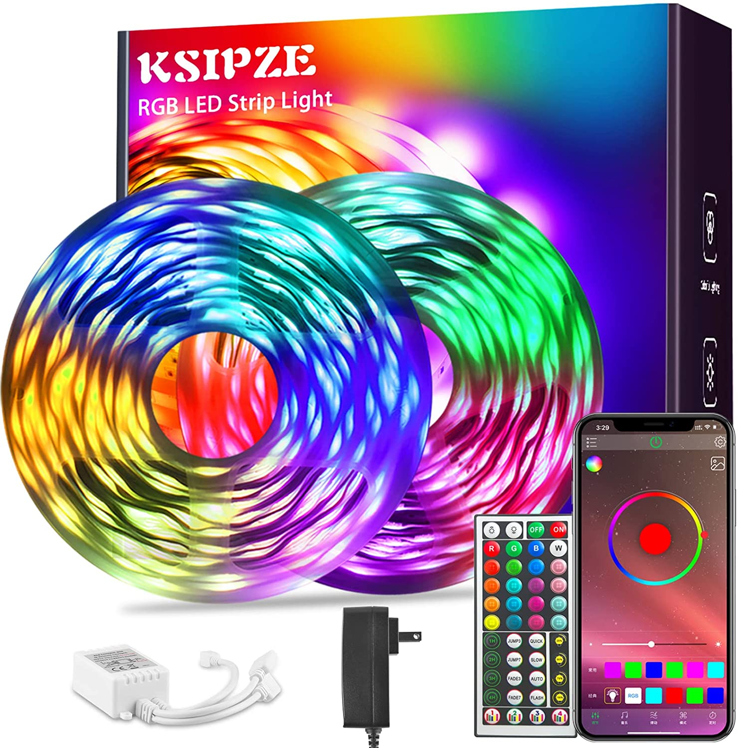 100Ft Led Strip Lights (2 Rolls of 50Ft) RGB Music Sync Color Changing, Led Ligh