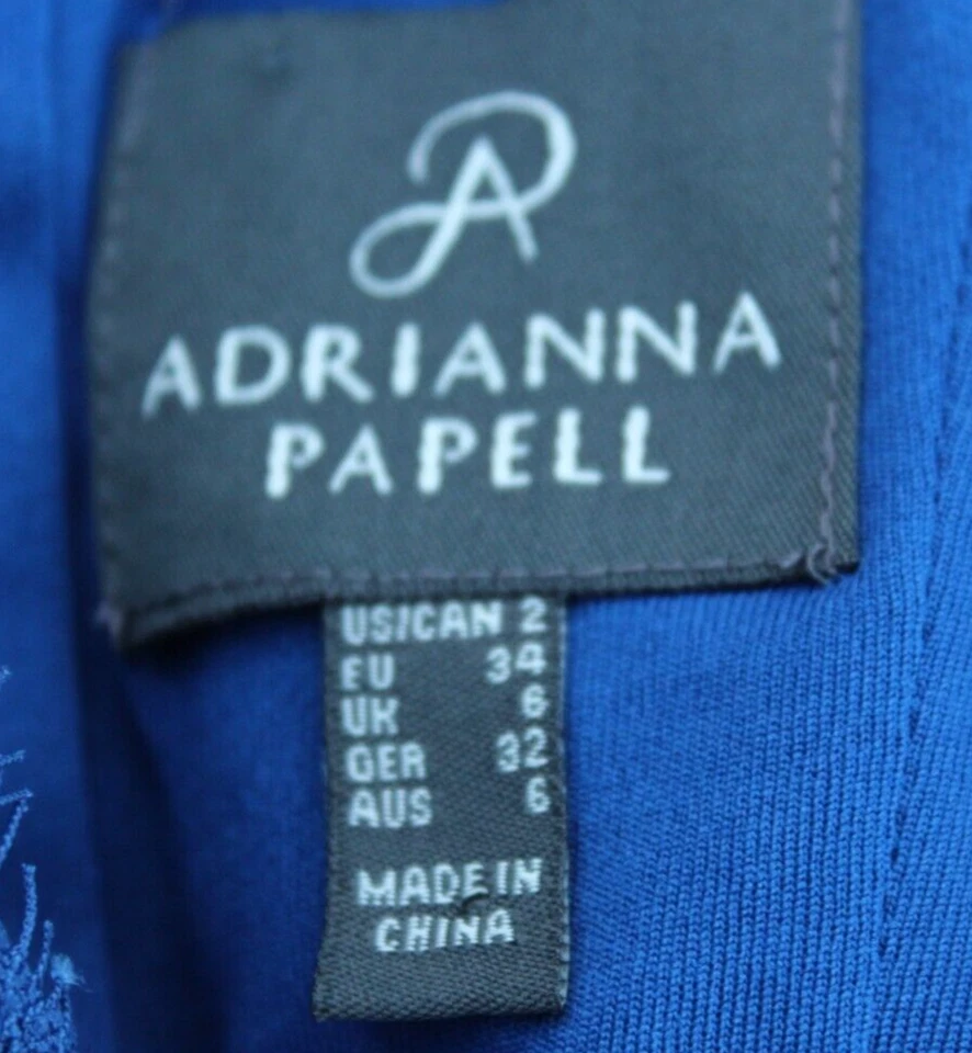 ADRIANNA PAPELL синий кружева платье без рукавов размер 2 пейсли узор с подкладкой - Изображение 4 из 4