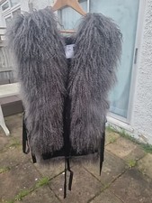 Givenchy Mongolian Shearling Gilet Grey Waistcoat Curly Fluffy Lamb Fur Sz FR 38