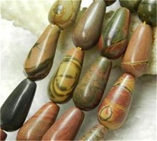8x12mm Natural Multicolor Picasso Jasper Gem Drip Loose Bead 15''