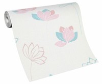 Vliestapete Blumen Floral Weiß Rosa Blau Novara Erismann 10117-05 (2,35€/1Qm)