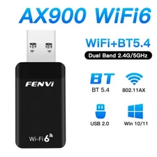 FENVi WiFi 6 AX900 Driver Free Dual Band Bluetooth 5.4 USB Adapter for Laptop PC