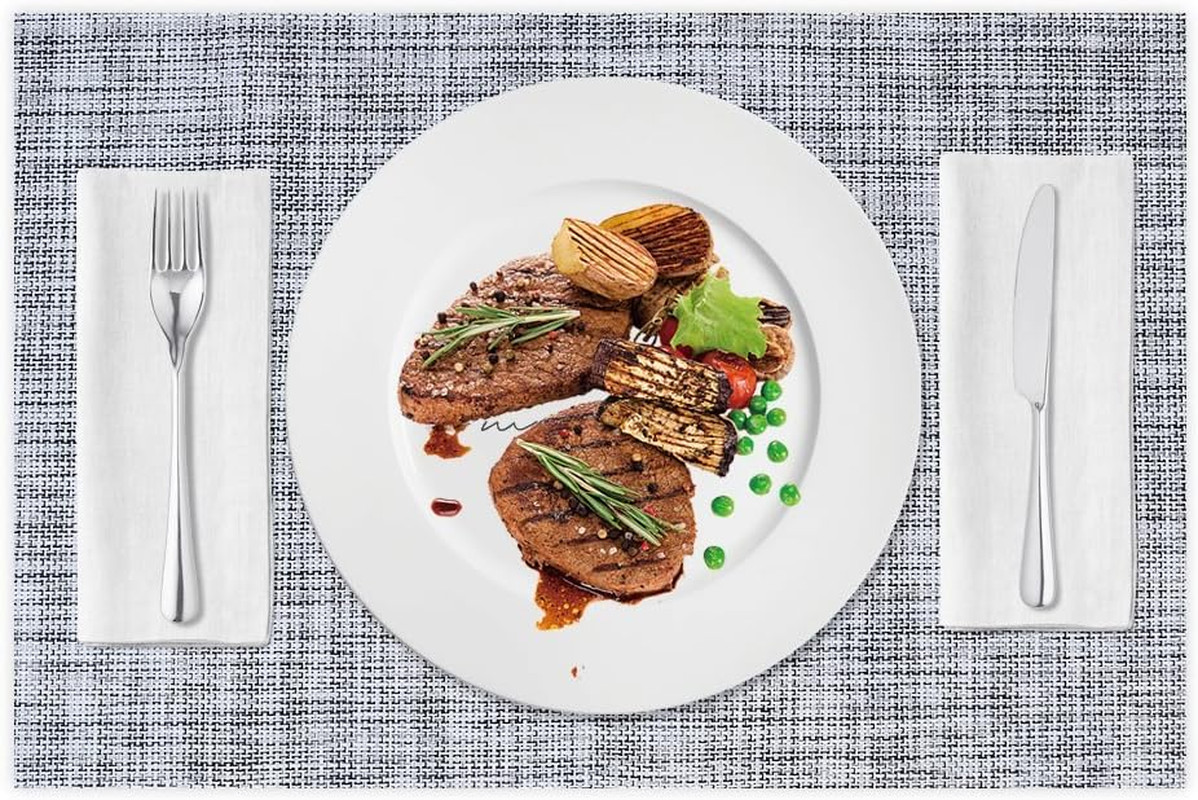 Homedge PVC Placemat, 4 PCS of Non-Slip Heat Resistant Place Mats, Washable Viny