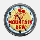 18" Vintage Mountain Dew Metal Sign Designed White Neon Clock