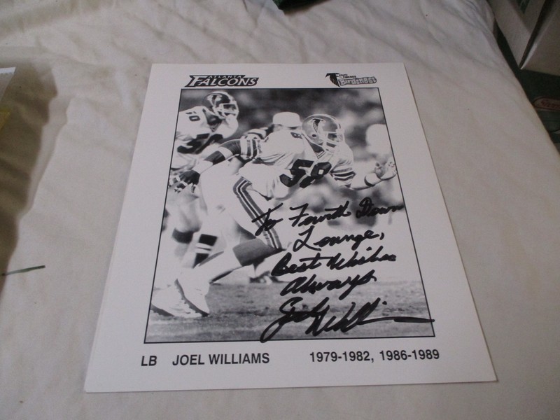JOEL WILLIAMS AUTOGRAPHED 8X10 ATLANTA FALCONS BIRDSNEST PHOTO
