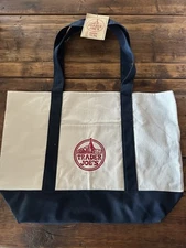 Trader Joe’s Bag Canvas Reusable Heavy Cotton Basic Style Shopping Navy Large