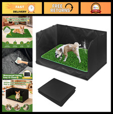 Foldable Indoor Dog Potty Tray with High Walls  Grass, Waterproof Liner, 15.7"x