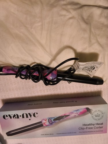 EVA NYC Healthy Heat Tourmaline Ceramic Clip-Free 1 in. Curler- Floral Frenzy