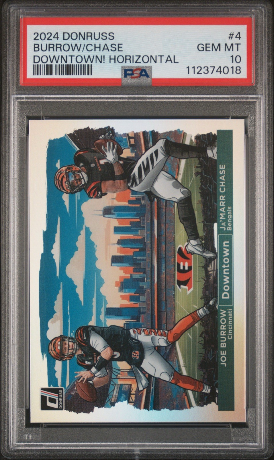 2024 DONRUSS JOE BURROW / JAMARR CHASE HORIZONTAL DUAL DOWNTOWN PSA 10 #4