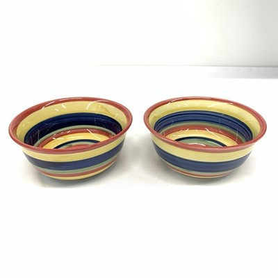 Tabletops Unlimited Swirl Colorful Handpainted Cereal Bowls Set of 2 6''w x 3''t