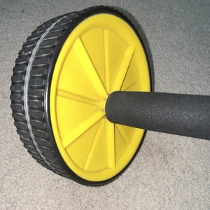 Dual Wheel Ab Roller for Abdominal Gym Training, Foam Handles, Yellow/Black