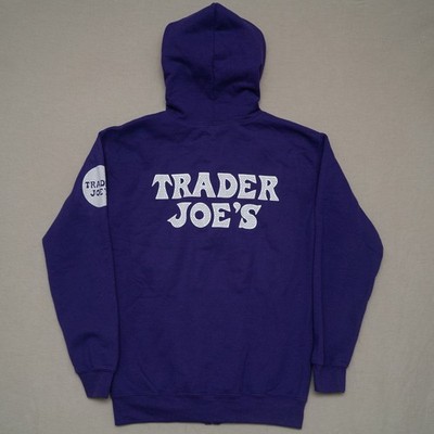 2000s Rare Trader Joes Zip Up Employee Hoodie Circle Logo Purple Size Small