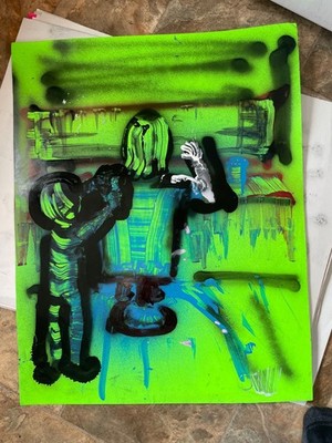 New art Pop art  Barber   Ody West graffiti acrylic spray paint original 22x28