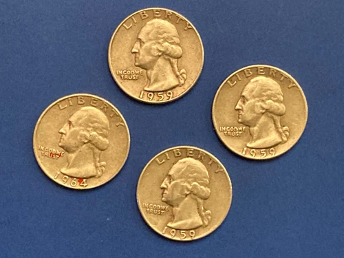 90% Silver Washington Quarters lot of four  VF - XF