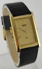 Vintage Seiko Slim Quartz Men's Leather Strap Wrist Watch-Golden Dial