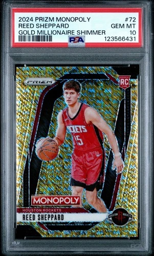 2024 PANINI PRIZM MONOPOLY REED SHEPPARD RC GOLD MILLIONAIRE SHIMMER /500 PSA 10