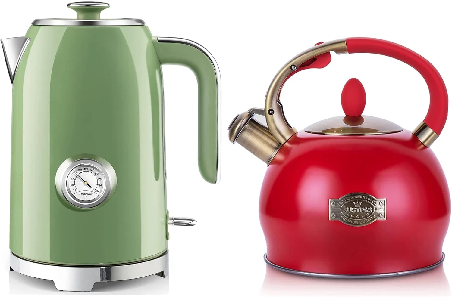 Whistling Tea Kettle & Electric Kettle with Thermometer, 57Oz