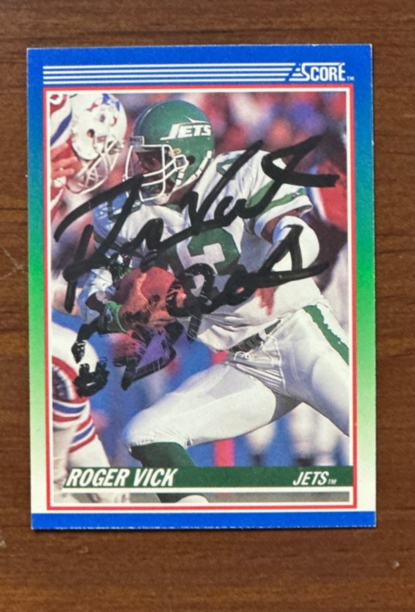 Roger Vick New York Jets Signed 1990 Score Football Autograph 