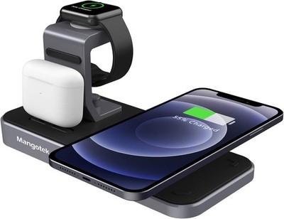 Mangotek 4 in 1 Wireless Charging Station for iPhone Apple Watch AirPods