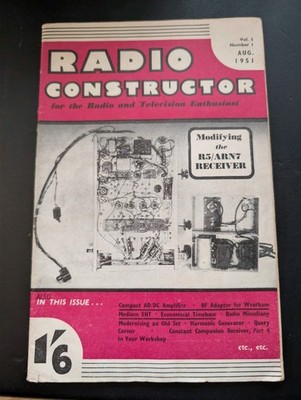 1951 Radio Constructor Magazine Vol 5 No 1 August Valve Radio DIY British + Ads
