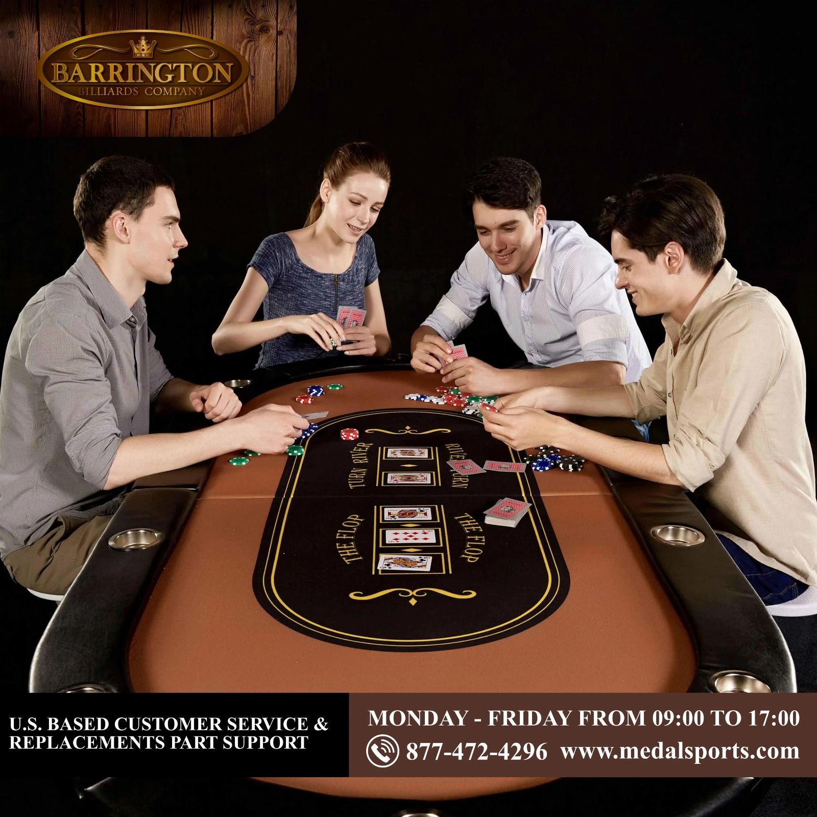 Barrington 10 Player Folding Poker Table Texas Hold'Em 10 Cup
