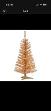 4 ft. Pre-Lit Tinsel Collection Champagne Tree with Clear Lights, Plug-In