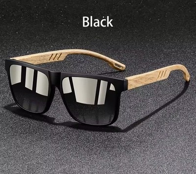 Sonnenbrille schwarz Holz Look Polarisierend  UVS 400  Verspiegelt & Leicht