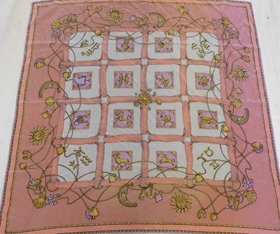 Foulard 100% Reine Seide Silk Soie Vintage Damen (1443) 86cm X 88cm