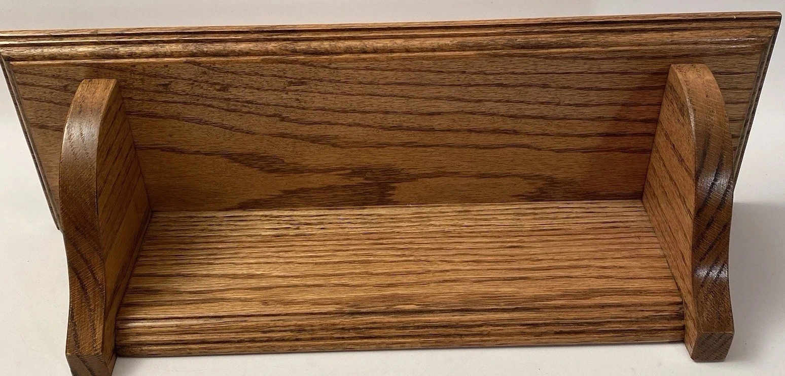 Wooden Shelf decorative Home Decor Accent Oak Shelf 19” X 6” Solid W/hangers