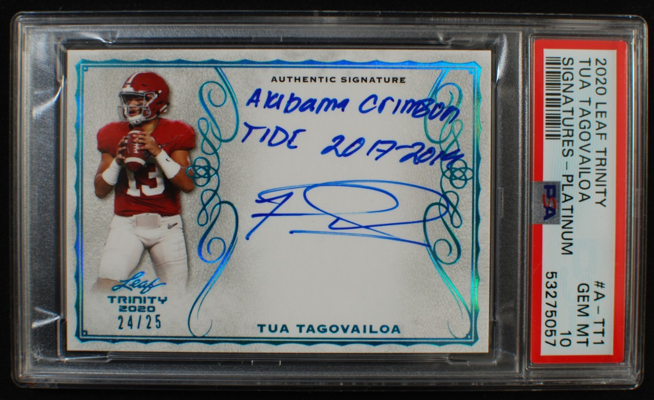 Tua Tagovailoa Leaf Trinity Signatures #ATT1 Base