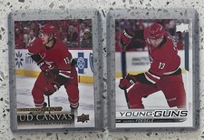 2018-19 Upper Deck Series 1 Young Guns Warren Foegele #236 and Young Guns Canvas