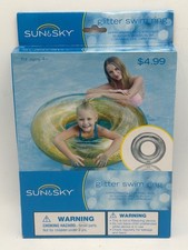 Sun  Sky Glitter Swim Ring 35" Inflatable Pool Float For Ages 4 