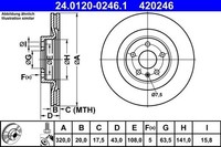 2 X Bremsscheibe ATE 24.0120-0246.1 FüR Volvo XC60 II
