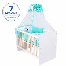 Kinderbett 120x60 Wei&szlig; Kiefer mit Matratze Komplettset 10tlg Bettw&auml;sche